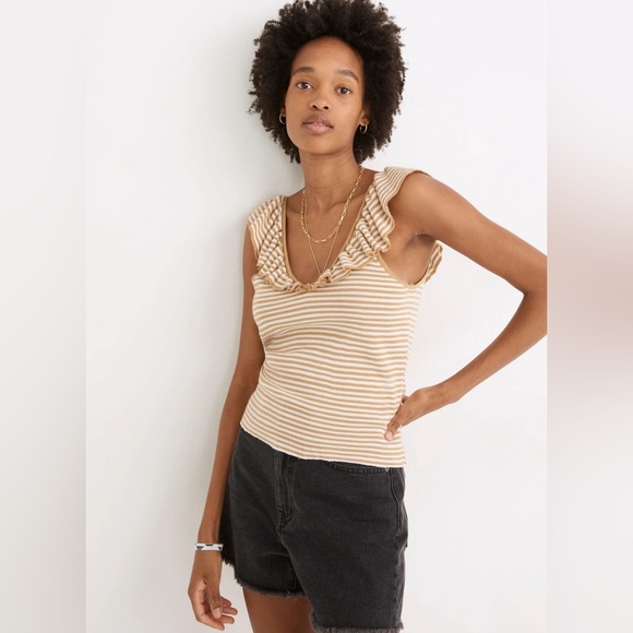 Striped Brown and Cream Women's Top - Picture 1 of 5